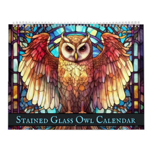 Glas in lood Owl Kalender