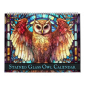 Glas in lood Owl Kalender (Hoes)