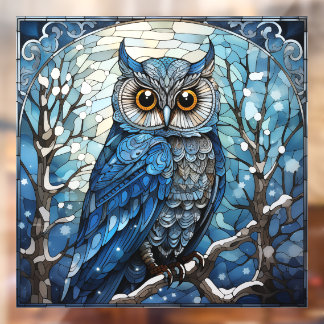 Glas in lood Owl Raamsticker