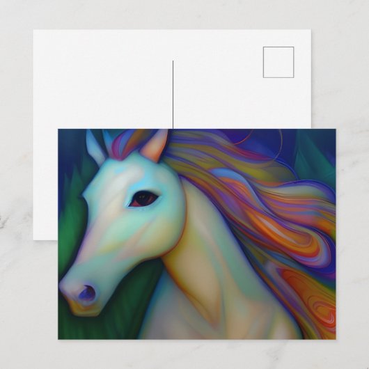 Glas in lood paard briefkaart (Voorkant / Achterkant)