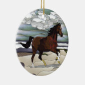 Glas in lood paard keramisch ornament (Rechts)