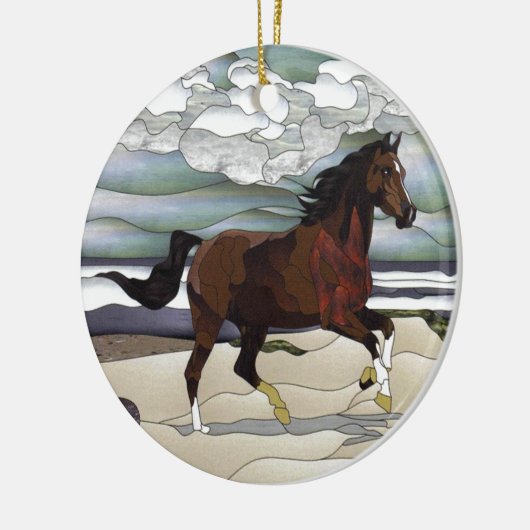 Glas in lood paard keramisch ornament (Links)