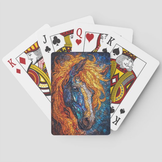 Glas-in-lood Paardontwerp Pokerkaarten (Achterkant)