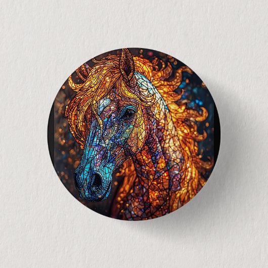Glas-in-lood Paardontwerp Ronde Button 3,2 Cm (Voorkant)