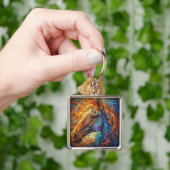Glas-in-lood Paardontwerp Sleutelhanger (Hand)