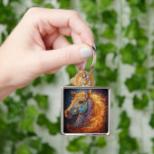 Glas-in-lood Paardontwerp Sleutelhanger (Hand)