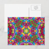 Glas in lood  Paars Kaleidoscoop Briefkaart (Voorkant / Achterkant)