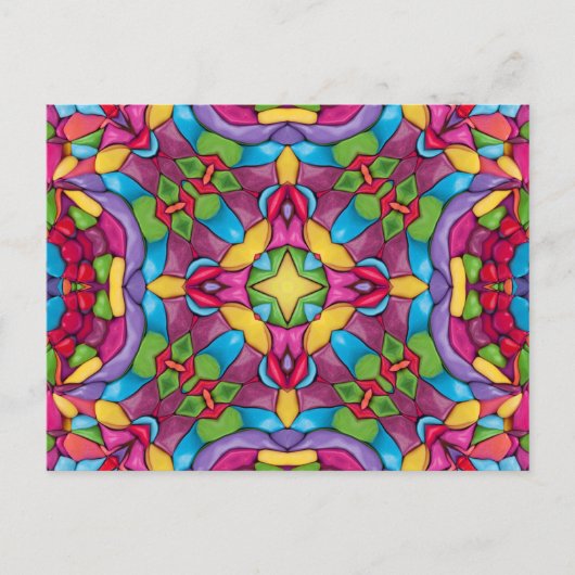 Glas in lood  Paars Kaleidoscoop Briefkaart (Voorkant)