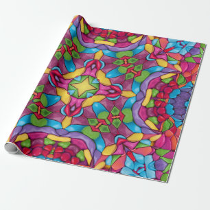 Glas in lood Paars Kaleidoscoop Cadeaupapier