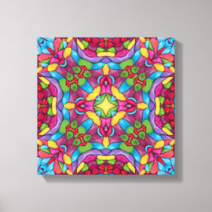 Glas in lood  Paars Kaleidoscoop Canvas Afdruk