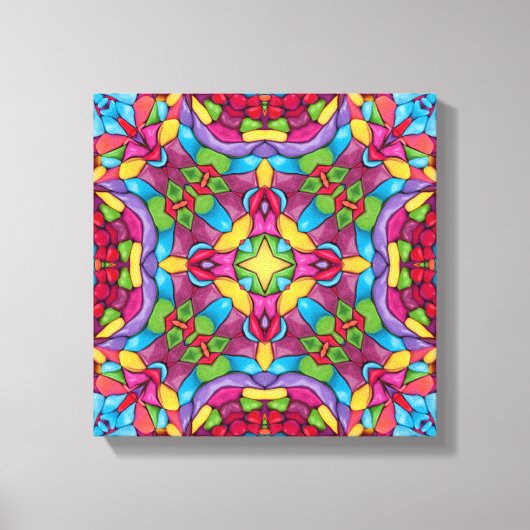 Glas in lood Paars Kaleidoscoop Canvas Afdruk (Voorkant)