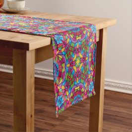 Glas in lood  Paars Kaleidoscoop Korte Tafelloper