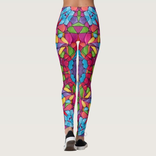 Glas in lood  Paars Kaleidoscoop Leggings (Achterkant)