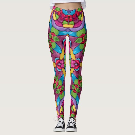 Glas in lood  Paars Kaleidoscoop Leggings (Voorkant)
