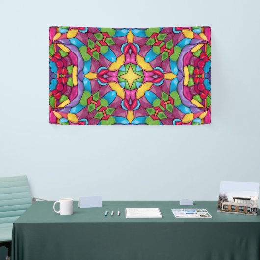 Glas in lood Paars Kaleidoscoop Spandoek (Beurs)