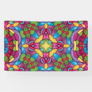 Glas in lood  Paars Kaleidoscoop Spandoek