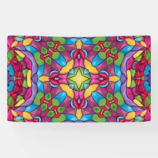Glas in lood Paars Kaleidoscoop Spandoek (Horizontaal)