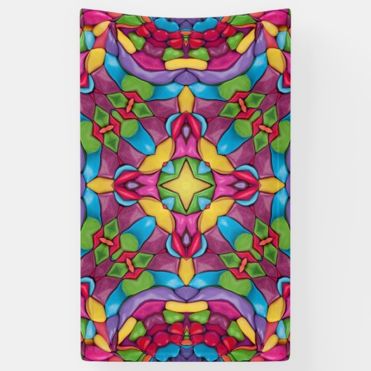Glas in lood Paars Kaleidoscoop Spandoek (Verticaal)