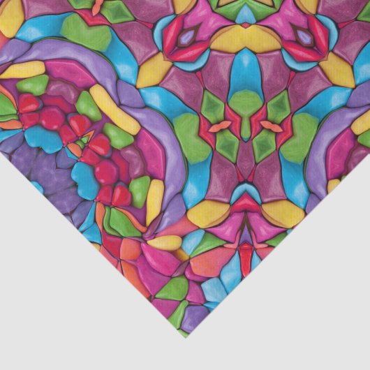 Glas in lood  Paars Kaleidoscoop Tissuepapier (Detail)