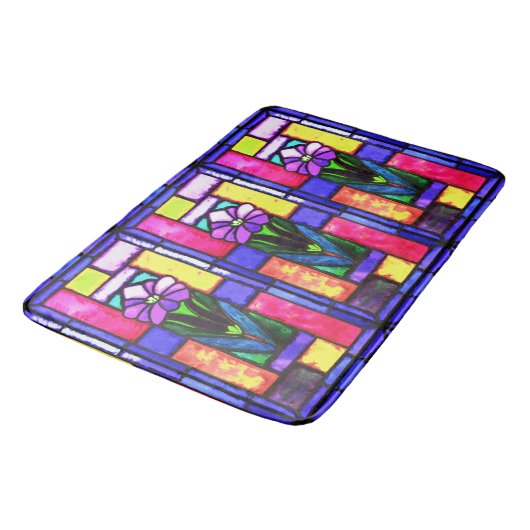 Glas in lood Paarse bloem Badmat (Gekanteld)