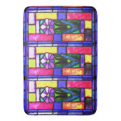 Glas in lood Paarse bloem Badmat (Voorkant Verticaal)