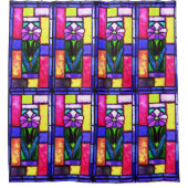 Glas in lood Paarse bloem Douchegordijn (Voorkant)