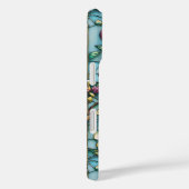 Glas-in-lood paarse bloempatroon ontwerp Case-Mate iPhone case (Achterkant / Rechts)