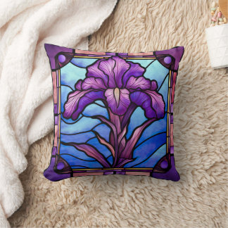 Glas in lood Paarse iris Kussen