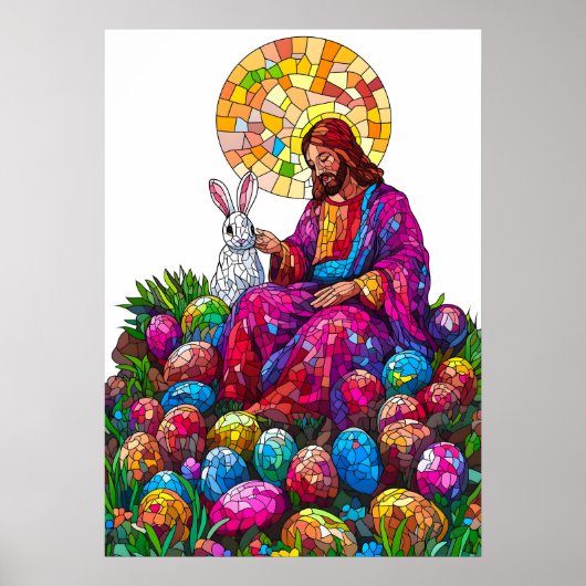 Glas in lood Paashaas Jesus Poster (Voorkant)