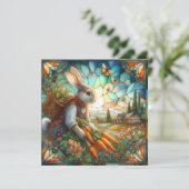 Glas in lood paashaas land oogst feestdagenkaart (Staand voorkant)