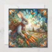 Glas in lood paashaas land oogst feestdagenkaart (Voorkant)