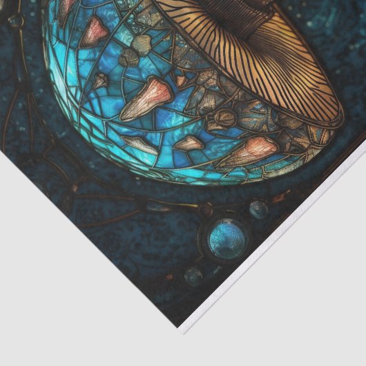 Glas in lood paddenstoel tissuepapier (Detail)