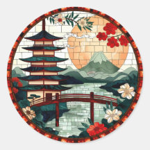 Glas in lood pagode sticker
