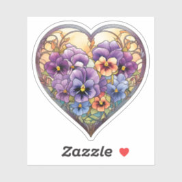 Glas in lood Pansies Hart Sticker