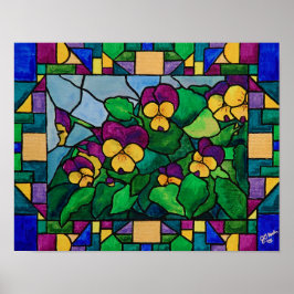 Glas in lood Pansies Poster
