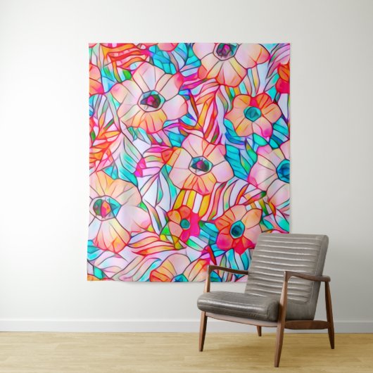 Glas in lood papaver wandkleed (In situ)