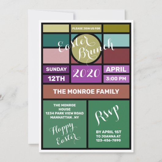 Glas in lood, Pasen Brunch Aankondiging (Voorkant)