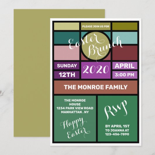 Glas in lood, Pasen Brunch Aankondiging (Voorkant / Achterkant)