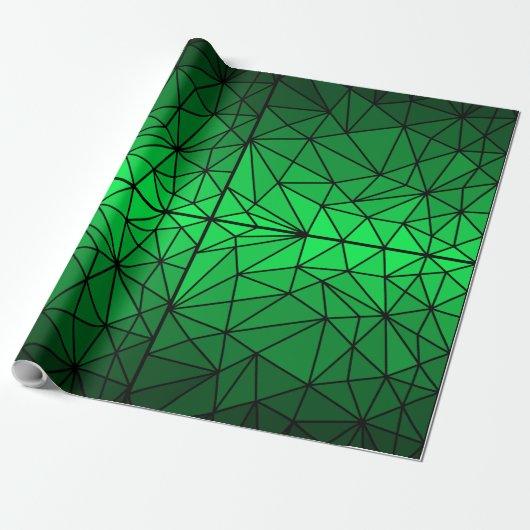 Glas in lood patroon 01.Green.Black Line BG Cadeaupapier (Uitgerold)
