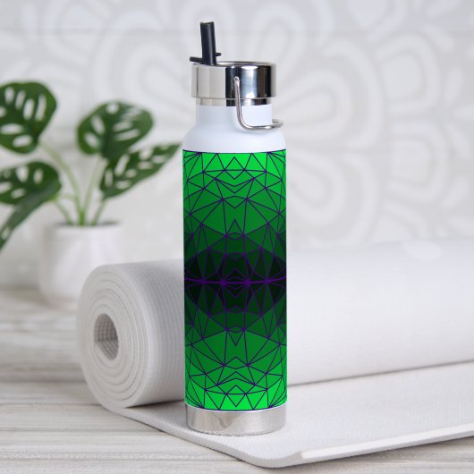 Glas in lood patroon 02.Green.Dpurple Line BG Waterfles (Yoga)