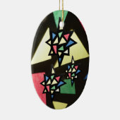 Glas in lood Patroon met 3 sterren Ovaal Ornament (Rechts)