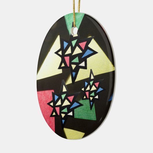 Glas in lood Patroon met 3 sterren Ovaal Ornament (Links)