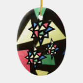 Glas in lood Patroon met 3 sterren Ovaal Ornament (Voorkant)