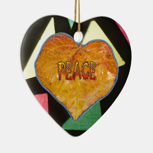 Glas in lood Pattern PEACE Leaf Heart Ornament (Rechts)