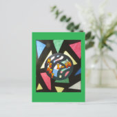 Glas in lood Pattern Xmas Ball Green Briefkaart (Staand voorkant)