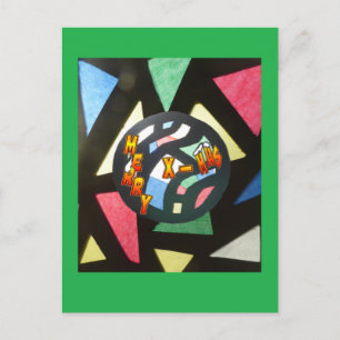 Glas in lood Pattern Xmas Ball Green Briefkaart