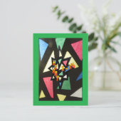 Glas in lood Pattern Xmas Star Green Briefkaart (Staand voorkant)