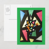 Glas in lood Pattern Xmas Star Green Briefkaart (Voorkant / Achterkant)