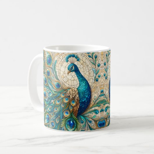 Glas-in-lood Pauw Koffiemok (Voorkant links)
