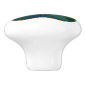 Glas in lood Paw Blauwgroen & Gouden Keramische Kn Keramische Knop (Zijkant)